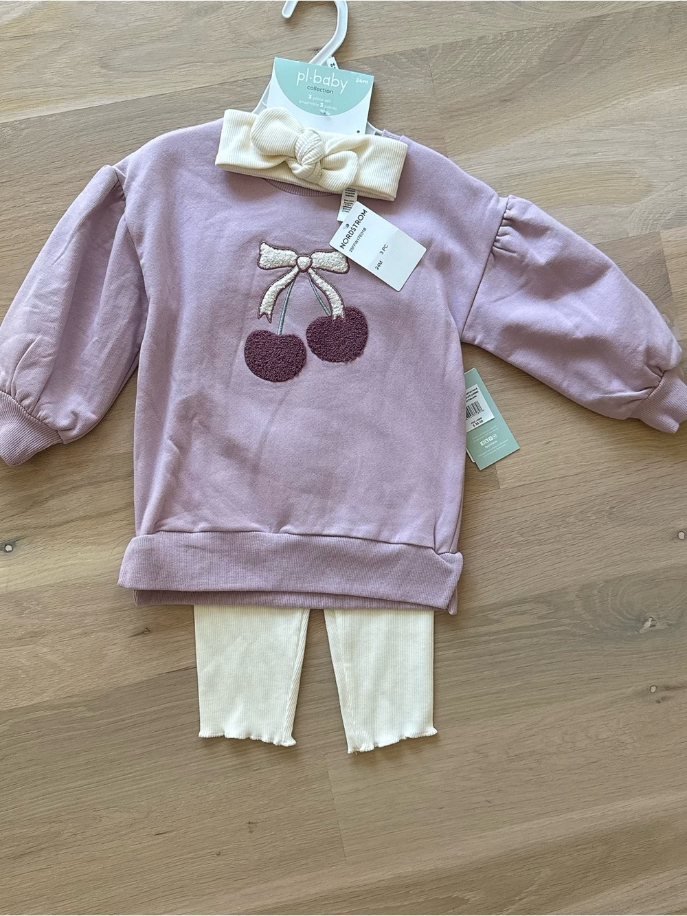 NWT Petit Lem Cherry Sweatshirt, Leggings & Headband Set